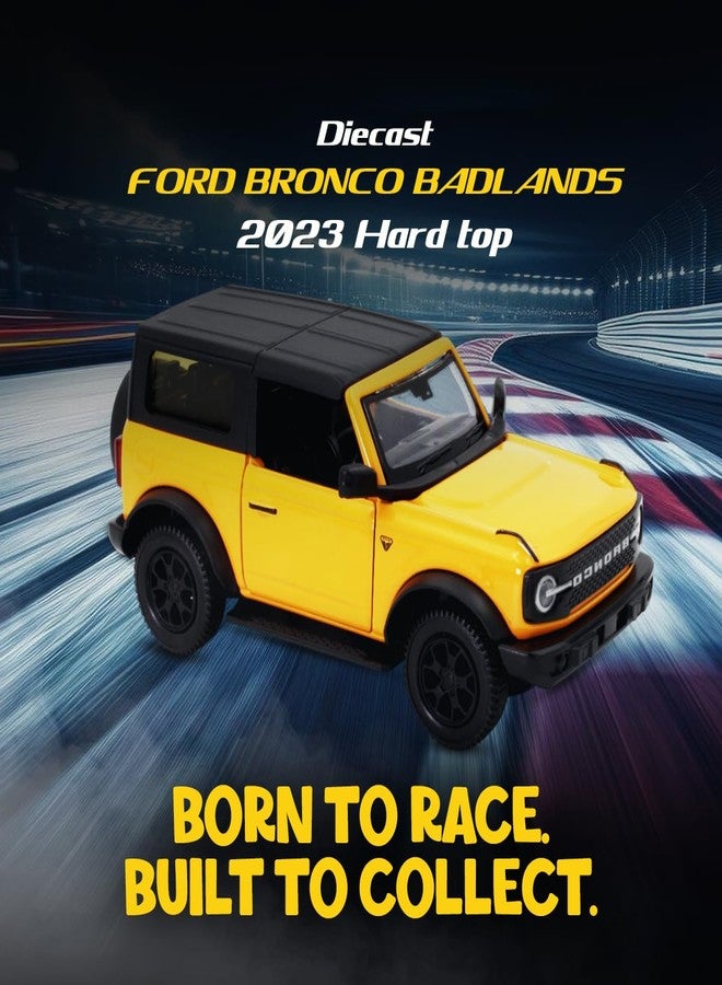 آر إم زد سيتي سيارة لعبة فورد برونكو باد لاندز 2023 ذات السقف الصلب من آر إم زد سيتي، مصنوعة من المعدن المصبوب، مقاس 5 بوصات، بمقياس 1:36 | سيارة مرخصة قابلة للتحصيل مع أبواب قابلة للفتح وآلية سحب للخلف | سلسلة عالمية لعشاق السيارات | أصفر - Image 3